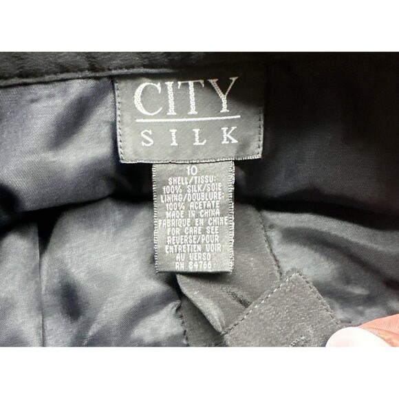 Vintage City Silk Pants Pleated Trousers Lined Womens Size 10 Black Old Money - Picture 4 of 8